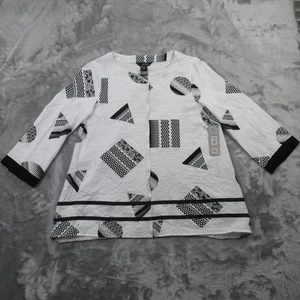 Veste Ali Miles femme petit imprimé géométrique ouvert devant manches 3/4 haut - Photo 1/18