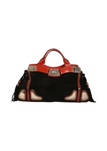 GUCCI AUTHENTIC BLACK INDY SUEDE COLOR BLOCK VNTG 1990S Handbag USED - Picture 1 of 13