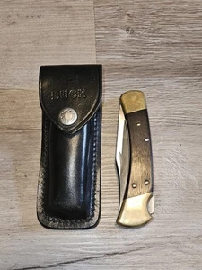 VINTAGE BUCK 110 USA POCKET KNIFE SINGLE BLADE WITH SHEATH  - Picture 1 of 14