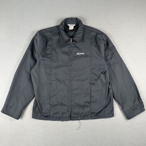 VETEMENTS Giacca Sears vintage anni 70 uomo grigia full zip meccanico lavoro logo ricamato