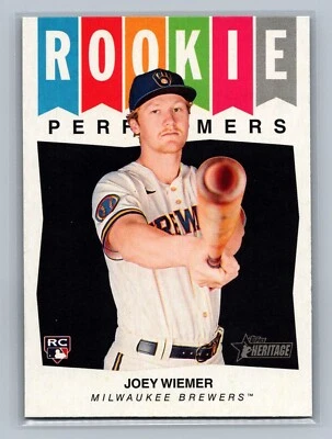 JOEY WIEMER 2023 Heritage High Number ROOKIE PERFORMERS #RP-9 Milwaukee Brewers - Image 1 of 2