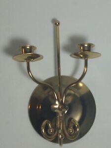 Vtg Brass Double Candle Wall Sconce Tapers Candelabra Holder Decor USA Home Int