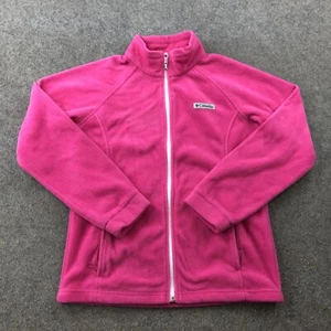 Columbia Jacket Girls Large Pink Fleece Full Zip Casual Embroidered Youth - Picture 1 of 8