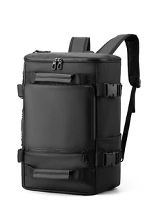 Wasserdichter schwarzer Nylon Rucksack – vielseitige Reise Fitness Laptop Schultertasche - Bild 1 von 8