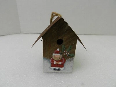 CMI / Henton Pintado a Mano Madera Rústica Pájaro Casa Papá Noel Adorno de Navidad Foto 1 de 4