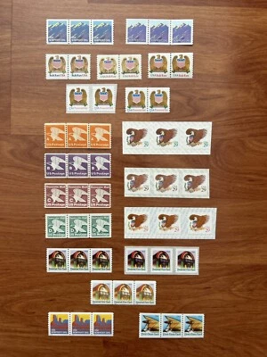 United States Postal Coil Pair & Strip Of 3 MNH Stamps: 1978 - 1995 In 19 Diff. - Image 1 of 4