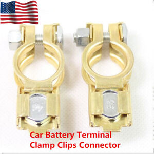 2 Brass Positive Nagative Car Battery Terminal Clamp Clips Connector US Shipping