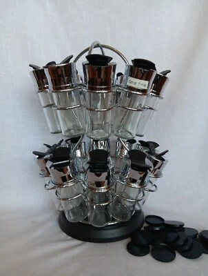 20 Spice Revolving Carousel  With Solid Optimal Lids .  Height 14in X 11 In.diam - Image 1 of 4