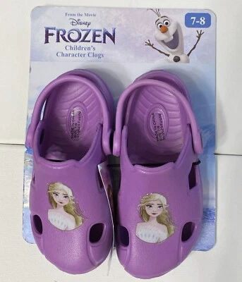 Disney Frozen Elsa Children's Clogs Size 7-8 Slip On Purple Casual House Shoes - Image 1 of 4