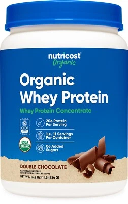 Nutricost Organic Whey Protein Concentrado, Duplo Sabor Chocolate, (1LBS) - Imagem 1 de 4