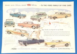 1958 Ford 2 Page PRINT AD Thunderbird, Edsel, Mercury, Lincoln Continental BX3 - Picture 1 of 1