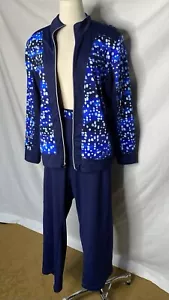Zenergy by Chicos Womens Track Suit Blue Sz 2 Large Jacket And XL Pants Sz 3 - Picture 1 of 15