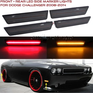 Smoked Lens LED Front & Rear Side Marker Lights Kit For 2008-14 Dodge Challenger - Picture 1 of 11