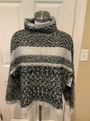 John + Jenn Black & Gray Patterned Mock Neck Sweater, Size XS - Image 1 of 4