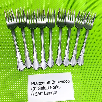 Pfaltzgraff   Briarwood Stainless Flatware  9 Salad Forks 6 3/4" Length Glossy - Image 1 of 4