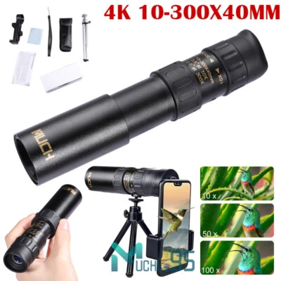 Monocular con zoom súper teleobjetivo 4k 10-300x40 mm con trípode de soporte - Image 1 of 4