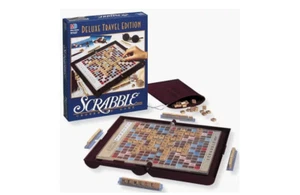 NEW SCRABBLE Deluxe Travel Edition Folding Board Game Milton Bradley 1990 - Picture 1 of 3
