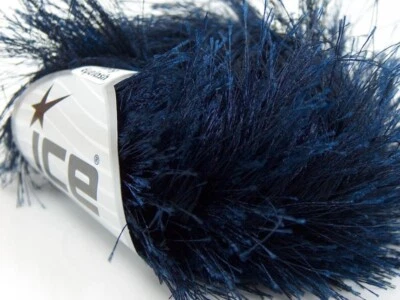38Yd Navy Blue Extra Long Eyelash Yarn 14158 Ice Yarns Luxurious Faux Fur Yarn - Image 1 of 3