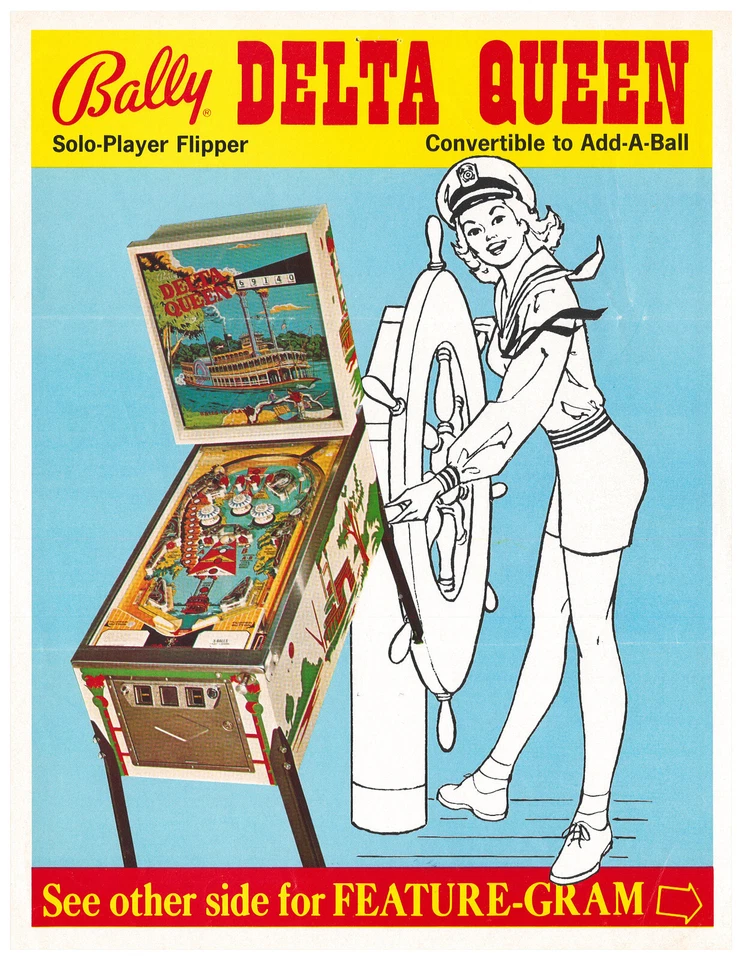Delta Queen Bally Pinball Flyer / Brochure / Ad  - Hard to Find - Image 1 of 1