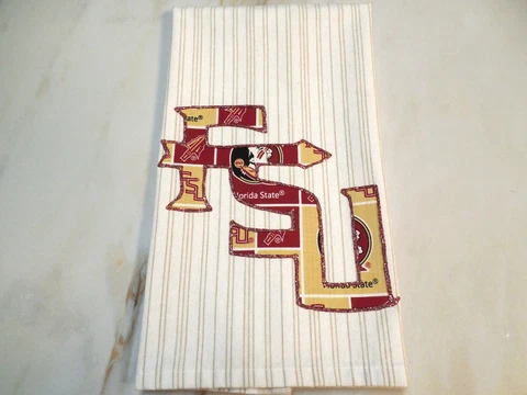 FSU Appliqued Kitchen Hand Towel, Florida State Beige & White Towel. FSU Gift Cover