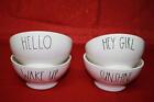 RAE DUNN BY MAGENTA HELLO+HEY GIRL+WAKE UP+SUNSHINE FOOTED SOUP CEREAL BOWLS-S/4