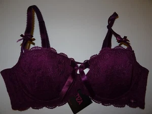 Neu mit Etikett La Senza BH 38GG 40B 40G 40GG Brombeere Spitze Satin Schleife - Bild 1 von 8