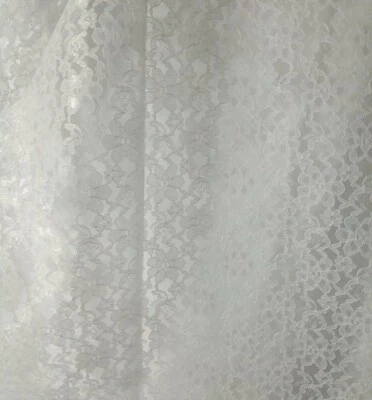 White Sheer Mesh Floral Pattern Raschel Lace 60" Polyester Fabric By The Yard - Image 1 of 4