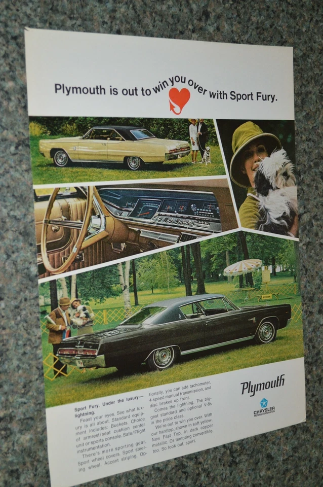 ★★1967 PLYMOUTH SPORT FURY ORIGINAL ADVERTISEMENT PRINT AD 67 MOPAR - Image 1 of 1