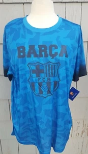 BARCA Barcelona FC Official Shirt Size L Blue & Black XL Extra Large Soccer NWT - Picture 1 of 1