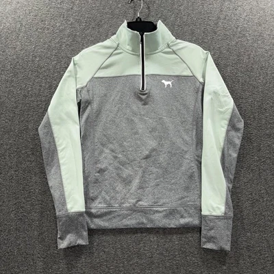 Suéter deportivo Victoria's Secret rosa para mujer pequeño 1/4 cremallera logotipo de perro Foto 1 de 4