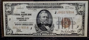 Fr1803-1 1929 $50 National Banknote. Crisp Note -K.C. Missouri . - Picture 1 of 2