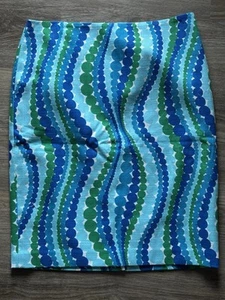 Nueva Falda Lápiz Talbots 10 Azul Verde Lunares Ondulados Para Mujer Forrada Nueva Con Etiquetas Algodón Elástico - Imagen 1 de 11