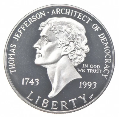 1993-S Proof Jefferson Democracy Commemorative Silver Dollar $1 *3947 - Image 1 of 3