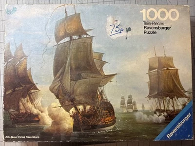RARE Ravensburger 1000 Piece Puzzle "Gilbert Naval Battle". 1978 Complete - Image 1 of 4