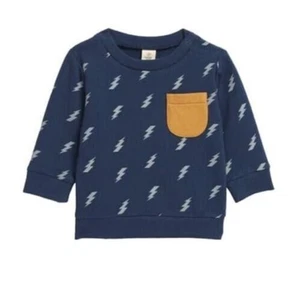 Tucker + Tate Crewneck Pocket Sweatshirt In Navy Denim Lightning Bolts 9M $29 - Picture 1 of 1