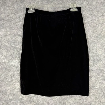 Винтажная женская черная бархатная юбка размер 8 с высокой талией на подкладке классическая праздничная вечеринка - Изображение 1 из 4