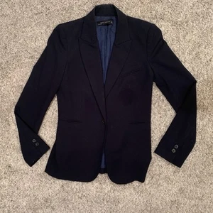 Zara Woman Blazer Medium Navy Blau Langarm Schulterpolster - Bild 1 von 12