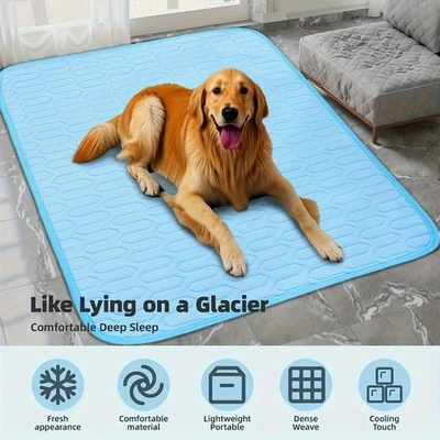 Cool Ice Silk Dog Cooling Floor Mat Breathable Ice Pad Blankets  Summer Season - Image 1 of 4
