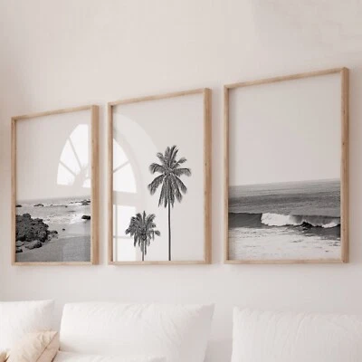 Set of 3 Matching Coastal Beach Palm Art Prints. Perfect Home Decor - Image 1 of 4