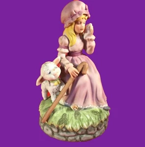 Mother Goose Series Little Bo Peep Musical Figurine Schmid Rotating Porcelain - Picture 1 of 11