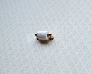 Dollhouse Miniature Toilet Paper Holder Gold w/Paper 1:12 Scale Bathroom Decor - Picture 1 of 4