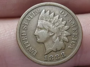 1888 Indian Head Cent Penny- Fine Details, Partial LIBERTY - Picture 1 of 3