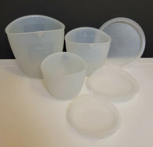 Pampered Chef Silicone Prep Bowls Flexible Measuring Cups Nesting w/Lids Set 3 - Picture 1 of 9