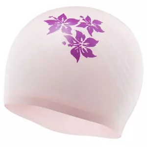 NEW TYR Swimming Silicone Swim Cap Flowers Pink - Picture 1 of 4