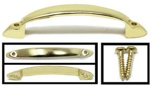 Bulk Hardware Front Fix D Style Metal Handle Brass Plated 100mm Includes Fixings - Picture 1 of 6