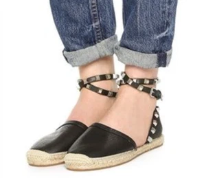 NIB $175 Rebecca Minkoff Gilles Studded Espadrille Flat, Black, Size 7! - Picture 1 of 5