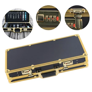 Large Barber Suitcase Carrying Case Clipper Trimmers Tool Storage Organizer Gold - Picture 1 of 5