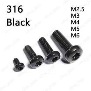 Schwarz 316 Edelstahl Torx Socke Pfanne Kopf Schrauben M2.5 M3 M4 M5 M6 - Bild 1 von 5