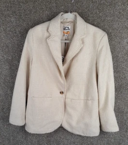 Future Collective Cream Tweed Blazer Womens S One Button Classic Preppy Chic NWT - Picture 1 of 9