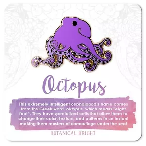 Pin de esmalte de pulpo - Base chapada en oro - Vida marina - Océano - Joyería de naturaleza - Imagen 1 de 6